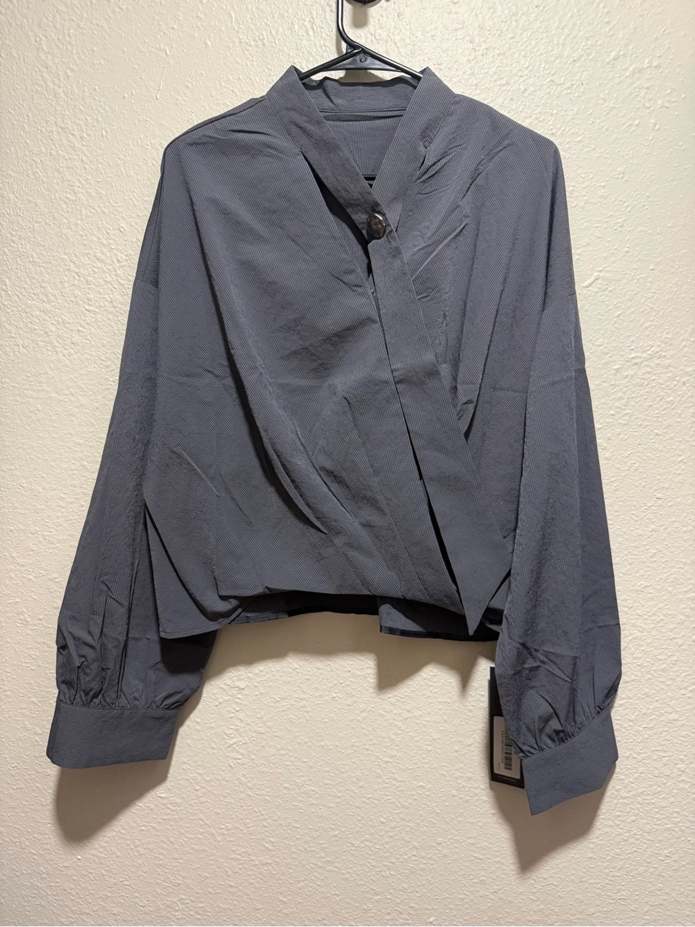 Draped Gray Wrap Blouse - Women Tops